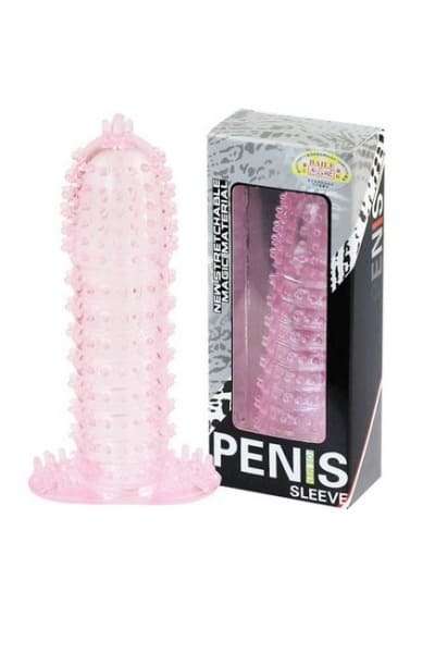 Рельефная розовая насадка Penis Sleeve